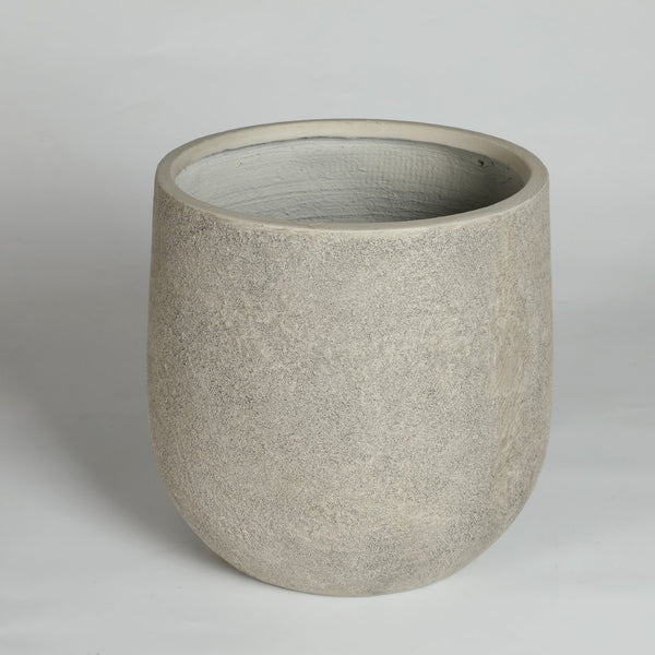 English Elm Round Concrete Style Planter Duo Handcrafted Magnesium Oxide Pots for Patio Garden W347P449373