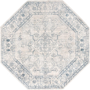 Unique Loom Newport Ochre Machine Made Border Rug Gray, Ivory 7' 1" x 7' 1"