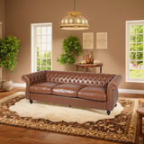 Christopher Knight Home® - Noble House - - 84.50'' Mid Century Cognac Brown 3-Seater Sofa, Pu, Classic Retro Sofa With Rolled Arms – Modern, Elegant, And Comfortable Couch, Perfect For Living Room, Office, Bedroom, Primary Living Spaces