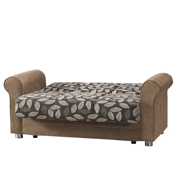 English Elm PrimeNest Grandera Collection Upholstered Convertible Loveseat with Storage, Chenille Comfortable Sleeper PMID: versatile design for small spaces and quick assembly Beige,Brown Multi B030P281707