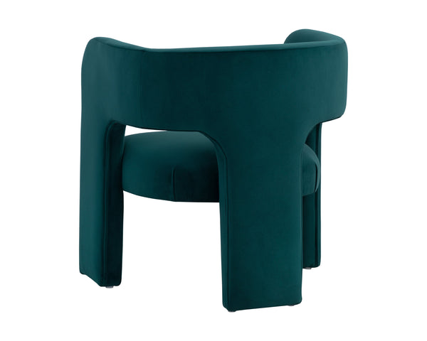 Sunpan Isidore Lounge Chair - Contemporary Comfort with Curved Backrest and Chic Boucle Fabric Design Meg Teal