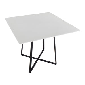 English Elm Cosmo Modern Square Dining Table With White Wood Top & Black Metal Legs For Stylish Spaces B202S01113