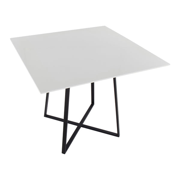 English Elm Cosmo Modern Square Dining Table With White Wood Top & Black Metal Legs For Stylish Spaces B202S01113