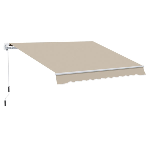 English Elm Outsunny 13' X 8' Retractable Awning - Manual Crank, Uv-Protected, Beige Sunshade For Patios & Decks W2225P174177-GIGA