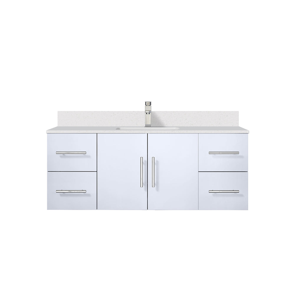 English Elm Glossy 48" White Bath Vanity with Cultured Marble Top, Soft-Close Drawers, Chrome Faucet Set B2731P258663
