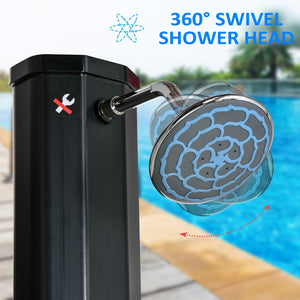English Elm Outsunny Freestanding Solar Poolside Shower with 360 Head and 9.2 Gallon Heated Tank W2225P200538