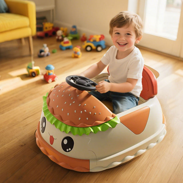 English Elm 12v Kids Hamburger Bumper Ride on Car with 360 Spin Parental Remote and Led Display W1578P299386