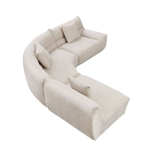English Elm Modular Cloud Sectional Three Piece Curved Sofa with Polyester Upholstery for Living Room W2582S00202