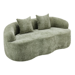 English Elm Green Curved Loveseat Sofa with Round Armrest, Foam & Spring Comfort, 2 Pillows, No Assembly, Compact W3612P348746