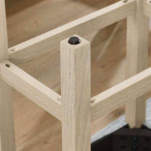 English Elm 59 Inch Bar Table Set with Power Outlet, 3 Upholstered Stools, Solid Wood MDF Linen, Sturdy 220/250lb Capacity W2972P367352