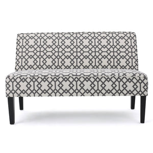 English Elm 50'' Geometric Gray Polyester Loveseat with Matte Black Legs for Modern Living N771P376540S