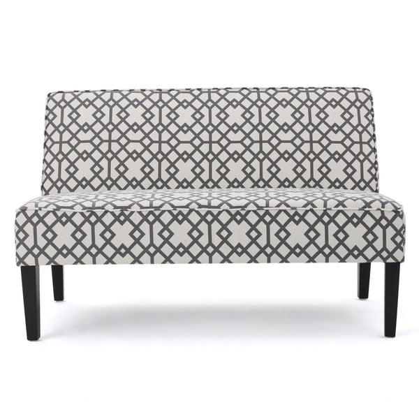 English Elm 50'' Geometric Gray Polyester Loveseat with Matte Black Legs for Modern Living N771P376540S