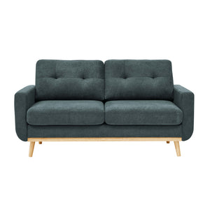 English Elm 67.7" Tufted Button Mid-century Loveseat with Splayed Wood Legs for Living Rooms Blue B355P428576