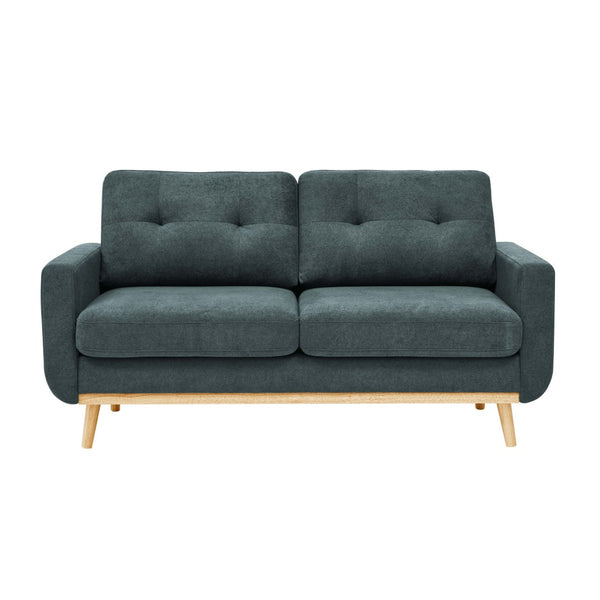 English Elm 67.7" Tufted Button Mid-century Loveseat with Splayed Wood Legs for Living Rooms Blue B355P428576
