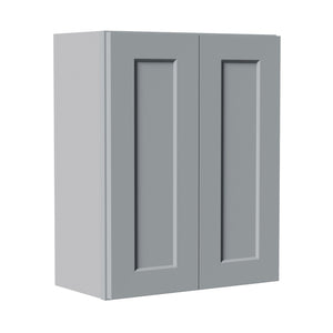 English Elm Gray Shaker Wall Cabinet Solid Wood Double Door Soft Close Kitchen Bath Storage Gray W5662P465943