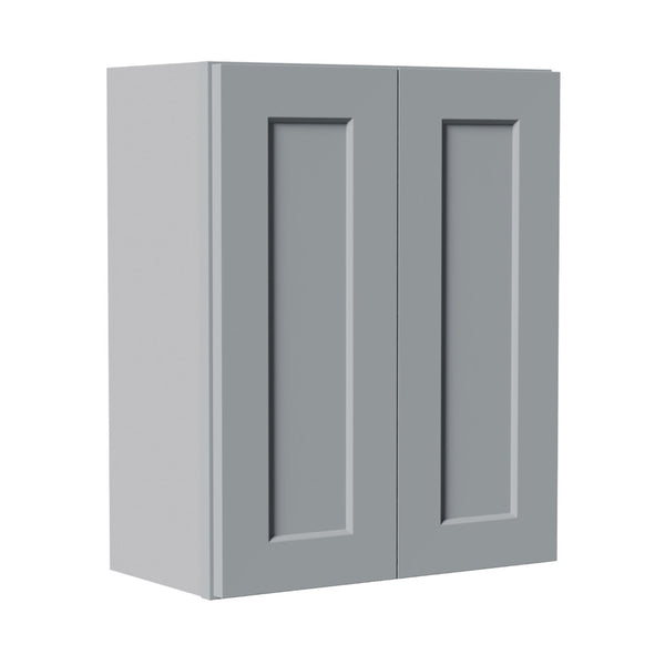 English Elm Gray Shaker Wall Cabinet Solid Wood Double Door Soft Close Kitchen Bath Storage Gray W5662P465943