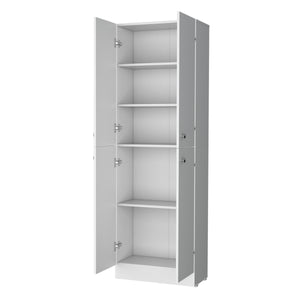 English Elm Cameron Pantry Cabinet for Modern Kitchens with 4 Doors, 5 Hidden Shelves, Elegant Space-Saving Design White 42.92 L x 28.75 W x 5.12 H B128P189934
