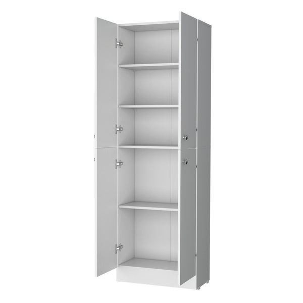 English Elm Cameron Pantry Cabinet for Modern Kitchens with 4 Doors, 5 Hidden Shelves, Elegant Space-Saving Design White 42.92 L x 28.75 W x 5.12 H B128P189934
