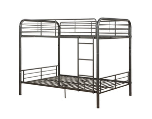 English Elm Bristol Gunmetal Full/Full Bunk Bed with Convertible Split Function, Metal Slat System & Guardrail B2726S00489