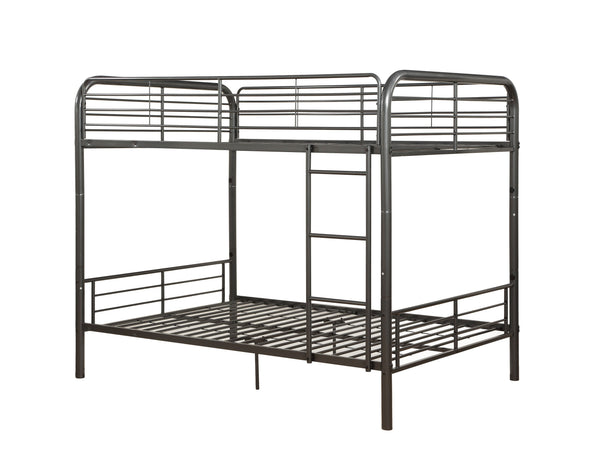 English Elm Bristol Gunmetal Full/Full Bunk Bed with Convertible Split Function, Metal Slat System & Guardrail B2726S00489