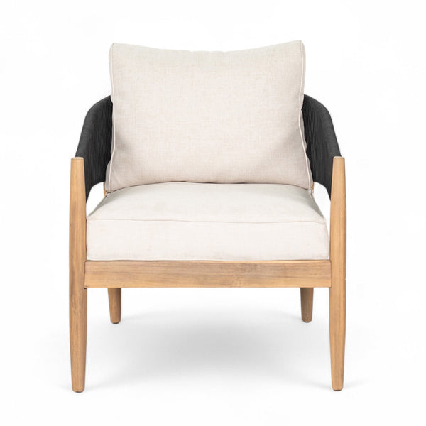 English Elm Christopher Knight Home® - Verona Outdoor Club Chairs Set Of 2 - Stylish Acacia Wood, Beige Cushions & Black Rope Accents N775P309256B