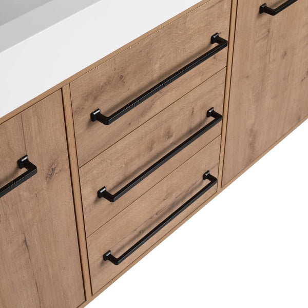 English Elm 60" Freestanding Double Sink Bathroom Vanity with Soft-close Doors and Three Drawers W999S00528