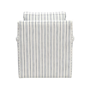 English Elm Elegance Striped Swivel Chair with Reversible Cushions, Foam-Pocket Coil Comfort & 360° Metal Base B011P379431