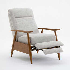 English Elm Tustin Wood Arm Push Back Recliner with Stain-Resistant Performance Fabric and Chestnut Legs, Cozy Comfort Beige B050P281018