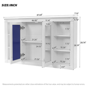 English Elm 47 Inch Wall Mounted Medicine Cabinet with Mirror Open Shelving and Adjustable Storage N710P363550K