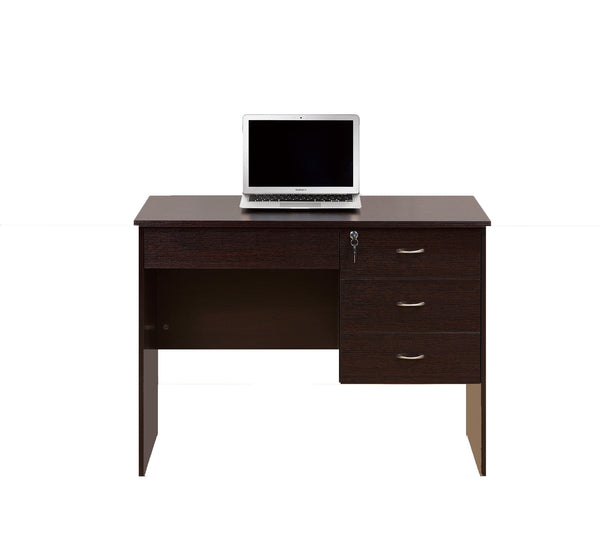 English Elm Three Locking Drawers Student Desk with Modesty Panel, 3 Lockable Drawers, Keys & Curved Metal Handles B107P287711
