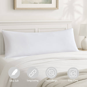 English Elm 1- Piece Full Body Cooling Pillow with Nylon Spandex Cover for Side Sleepers White B035P482973