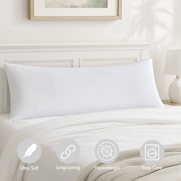 English Elm 1- Piece Full Body Cooling Pillow with Nylon Spandex Cover for Side Sleepers White B035P482973