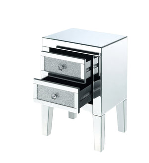 English Elm Noralie Glam Mirrored Accent Table with Faux Diamond Inlays and Two Storage Drawers B2726P457137