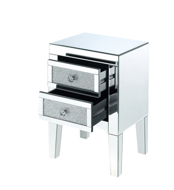 English Elm Noralie Glam Mirrored Accent Table with Faux Diamond Inlays and Two Storage Drawers B2726P457137