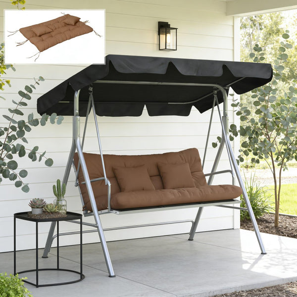 English Elm Outdoor Tufted Bench Cushion Set with Polyester Fill for Patio Porch Comfort Tan T3971P442941