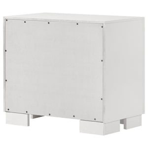 English Elm Copper Elegant White Rectangular Nightstand with 2 Soft-Close Drawers and Sleek Bar Handles, 23" H B062P333433