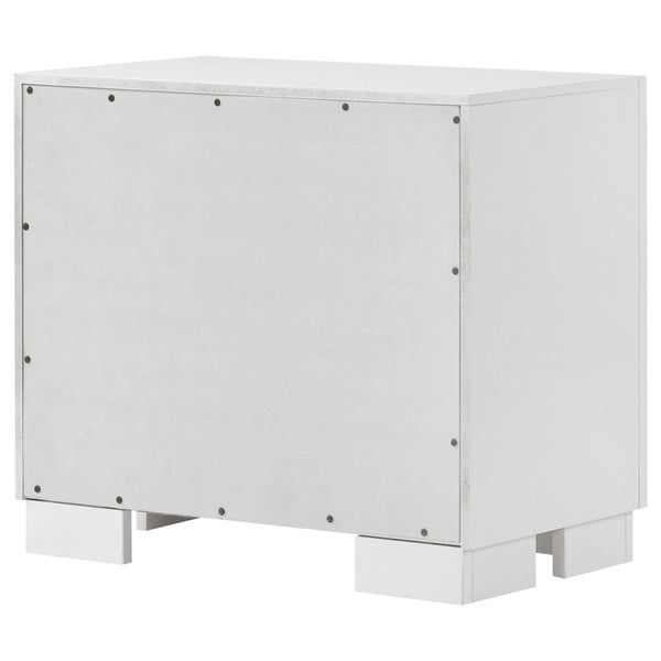 English Elm Copper Elegant White Rectangular Nightstand with 2 Soft-Close Drawers and Sleek Bar Handles, 23" H B062P333433