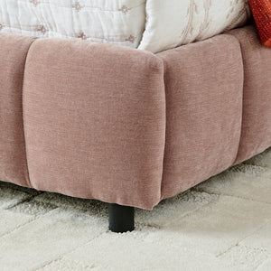 English Elm California King Platform Storage Bed Chenille Upholstered Frame Modern Bedroom Pink W487S00524