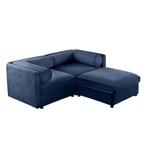 English Elm Stylish Blue Chenille 2-Seater Sofa With Ottoman, Ergonomic Support & Hidden Storage For Modern Living W714S01047-GIGA