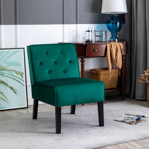 English Elm Reese 53" Armless Button Tufted Accent Chair Set of 2 with Velvet Upholstery, Curved Back Comfort Green B2735P271021