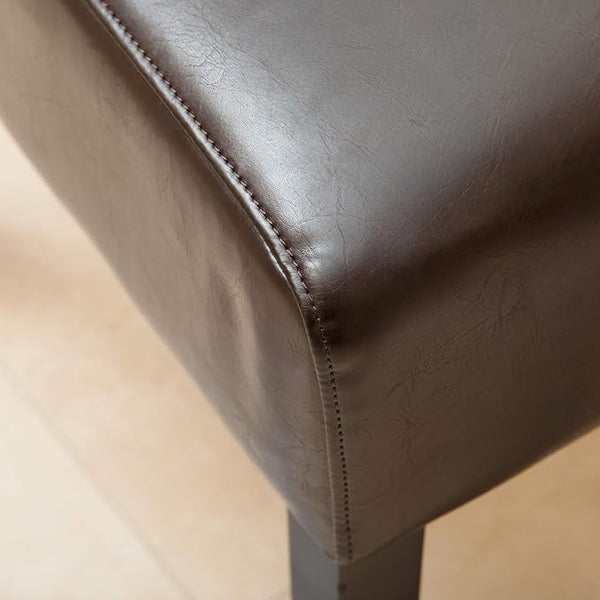 English Elm Christopher Knight Home® - HAYNES Bonded Leather Dining Chairs 2pc Set in Brown — Comfortable Hardwood Frame, Stylish Durable Seating 55286.00PU