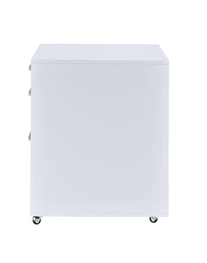 English Elm Coleen White High-Gloss 3-Drawer File Cabinet with Chrome Accents, Casters & Spacious Bottom Drawer B2726P277142