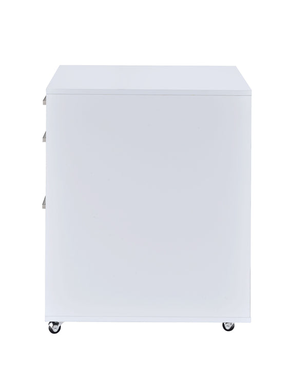 English Elm Coleen White High-Gloss 3-Drawer File Cabinet with Chrome Accents, Casters & Spacious Bottom Drawer B2726P277142