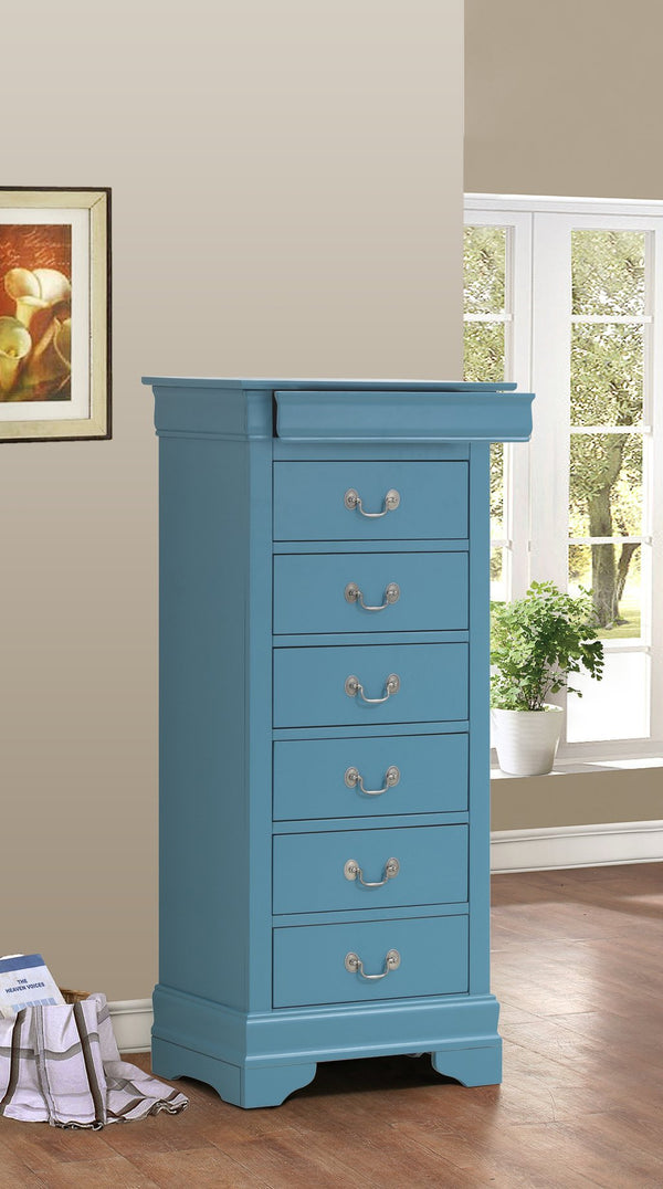 English Elm Timeless Teal 51"H Lingerie Storage Chest - Compact 4-Drawer Teal Particleboard, Smooth Glide, Durable Classic Style B078108230