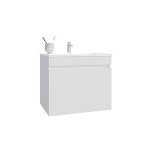 English Elm Bathroom Sleek Single-Door Vanity with Integrated Sink — Modern Minimalist Engineered Wood Storage, Durable & Eco-Friendly White 28.74 L x 23.23 W x 12.99 H B097P296872