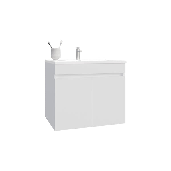 English Elm Bathroom Sleek Single-Door Vanity with Integrated Sink — Modern Minimalist Engineered Wood Storage, Durable & Eco-Friendly White 28.74 L x 23.23 W x 12.99 H B097P296872