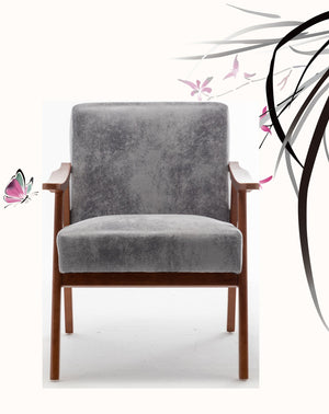 English Elm Accent Chair - Stylish Microfiber Upholstered Seat With Solid Wood Frame For Modern Interiors, Grey B2735P256743