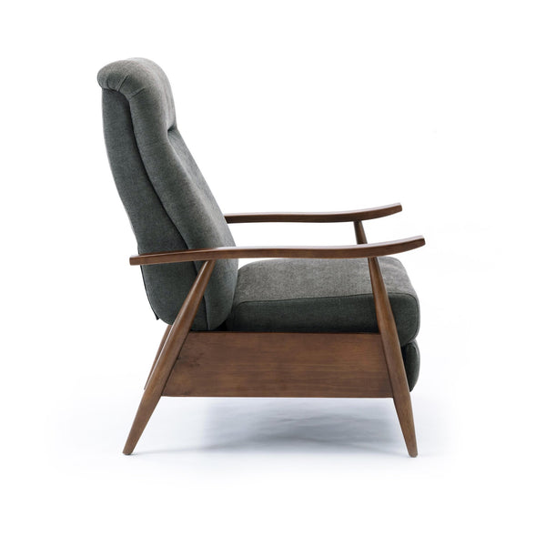 English Elm Saugus Wood Arm Push Back Recliner Charcoal - Modern Chestnut Arms, Durable Fabric, 3-Position Comfort B050P281012