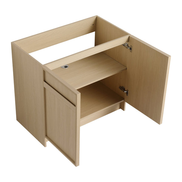 English Elm 36" Freestanding Bathroom Vanity with White Resin Sink, Soft-Close Doors, Adjustable Shelf, Modern Durable Finish W999P239161