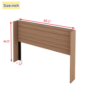 English Elm Wooden Walnut Queen Headboard - Modern Farmhouse Boho Wavy Raised Wing-Back Design, Steel Reinforced W1858P220209